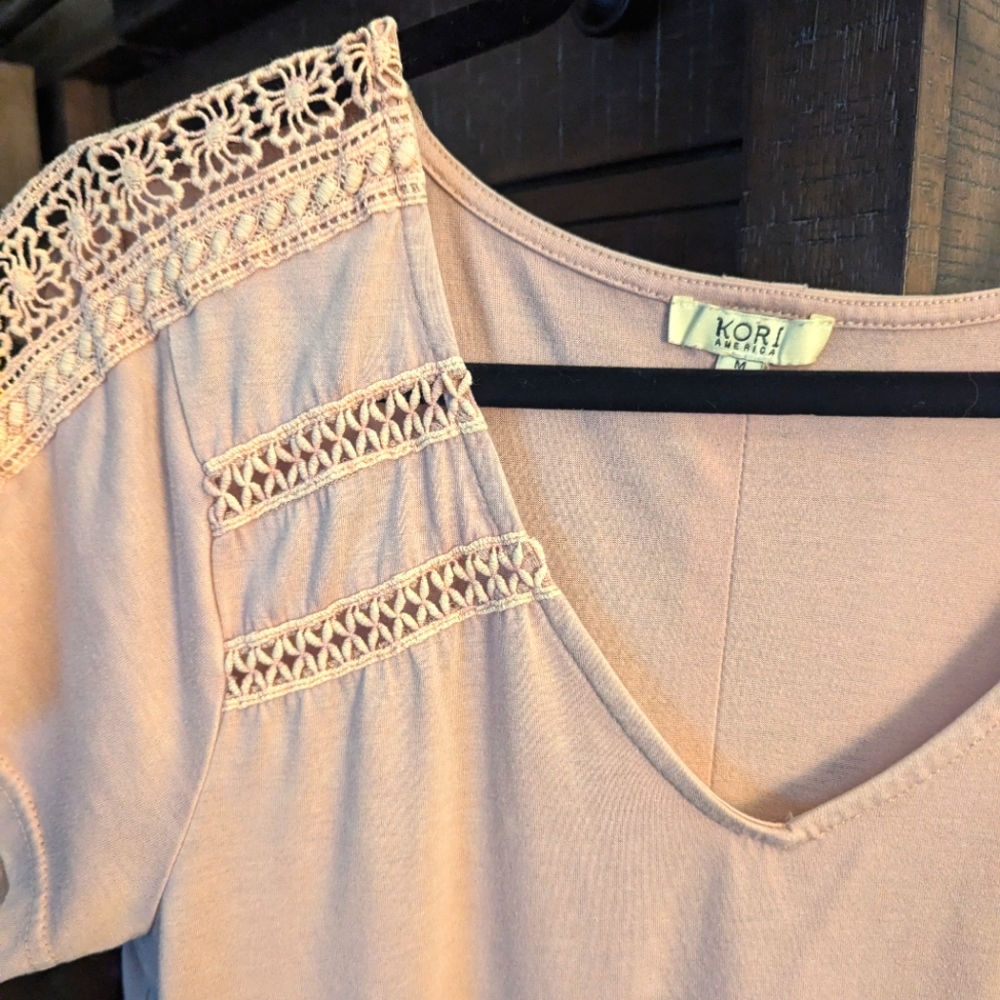 Detailed Shoulder Blush Shirt